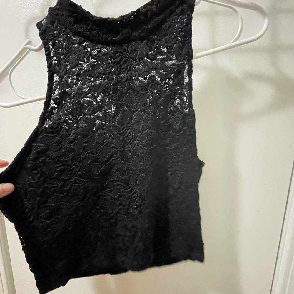 Black lace crop top
